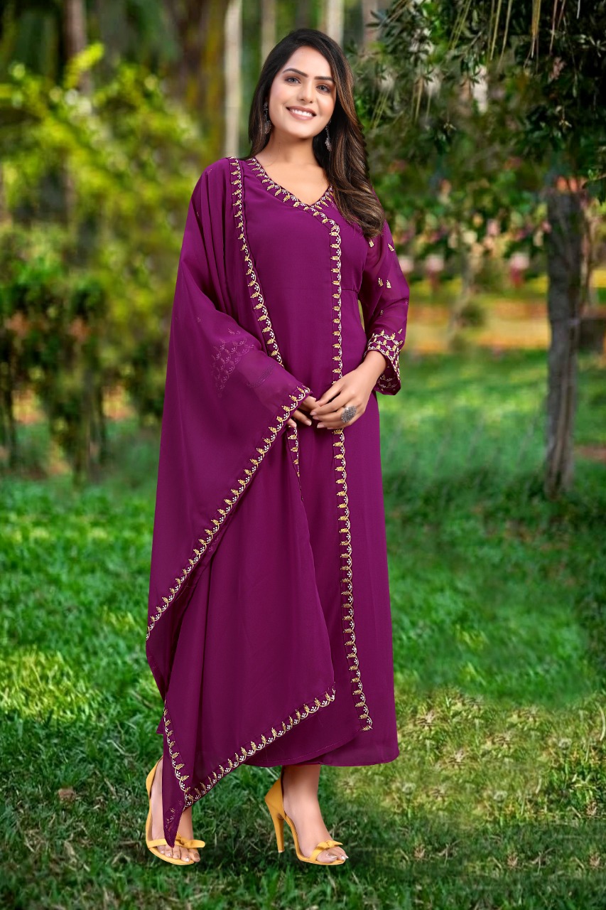 Anarkali Kurti Purple Color 